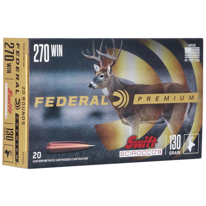 Federal P270SS1 Premium 270Win 130gr Swift Scirocco II 20 Per Box/10 Case