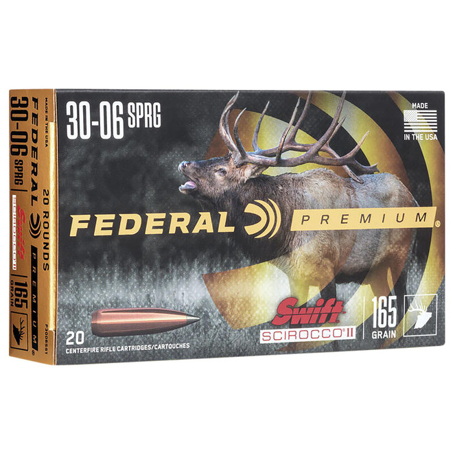 Federal P3006SS1 Premium 30-06Springfield 165gr Swift Scirocco II 20 Per Box/10 Case