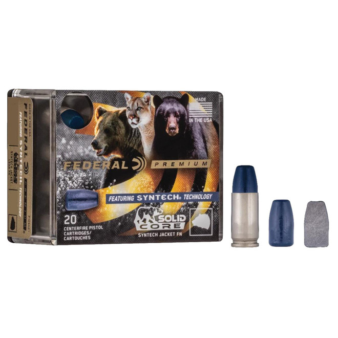 Federal P44SHC1 Premium 44RemMag 300gr Solid Core Synthetic Flat Nose 20 Per Box/10 Case
