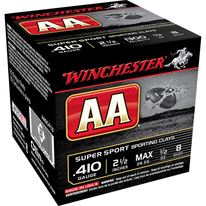 Winchester Ammo AASC418VP AA Sporting Clay 410Gauge 2.50" 1/2oz 8Shot 100 Per Box/5 Case