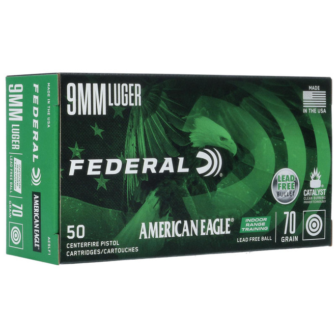 Federal AE9LF1 American Eagle IRT 9mmLuger 70gr Lead Free IRT 50 Per Box/10 Case