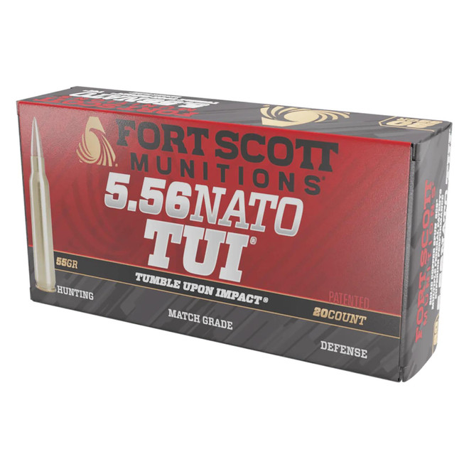 Fort Scott Munitions 556055SCV Tumble Upon Impact (TUI) 5.56x45mmNATO 55gr Solid Copper Spun 20 Per Box/25 Case