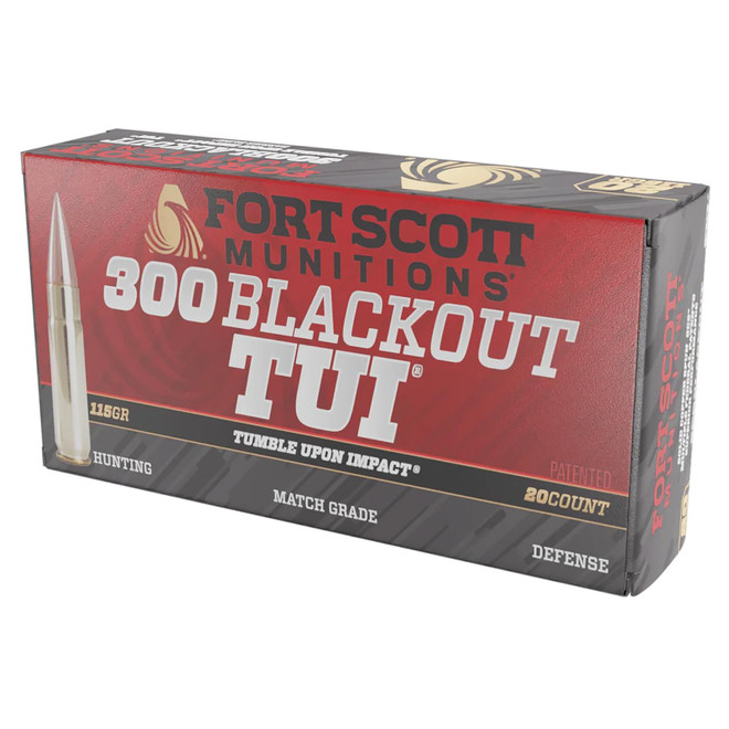 Fort Scott Munitions 300115SCV Tumble Upon Impact (TUI) 300Blackout 115gr Solid Copper Spun 20 Per Box/25 Case