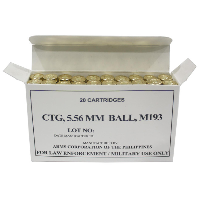 Armscor 50174 Precision M193 5.56x45mmNATO 55gr Full Metal Jacket 20 Per Box/50 Case