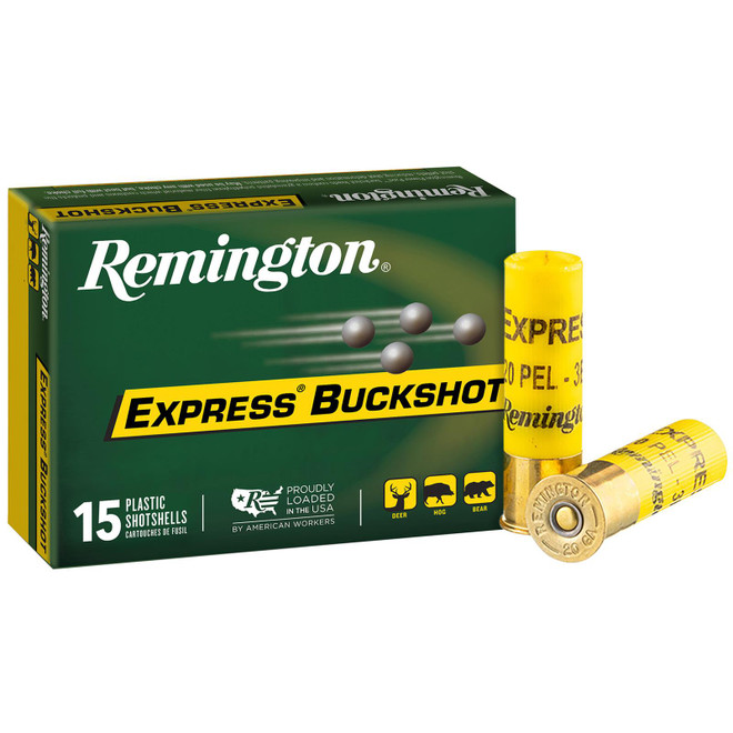Remington Ammunition 26877 Express Buckshot 20Gauge 2.75" 3Buck Shot 15 Per Box/5 Case