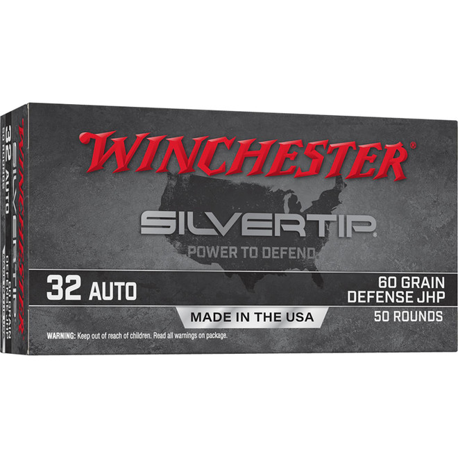 Winchester Ammo W32AST Silvertip 32ACP 60gr Jacketed Hollow Point 50 Per Box/10 Case