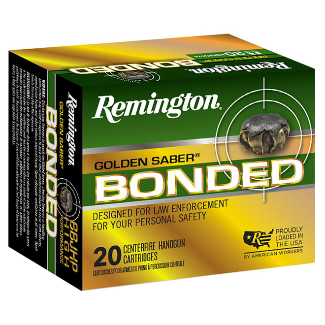 Remington Ammunition R21368 Golden Saber Bonded 10mmAuto 180gr Bonded Brass Jacketed Hollow Point 20 Per Box/25 Case