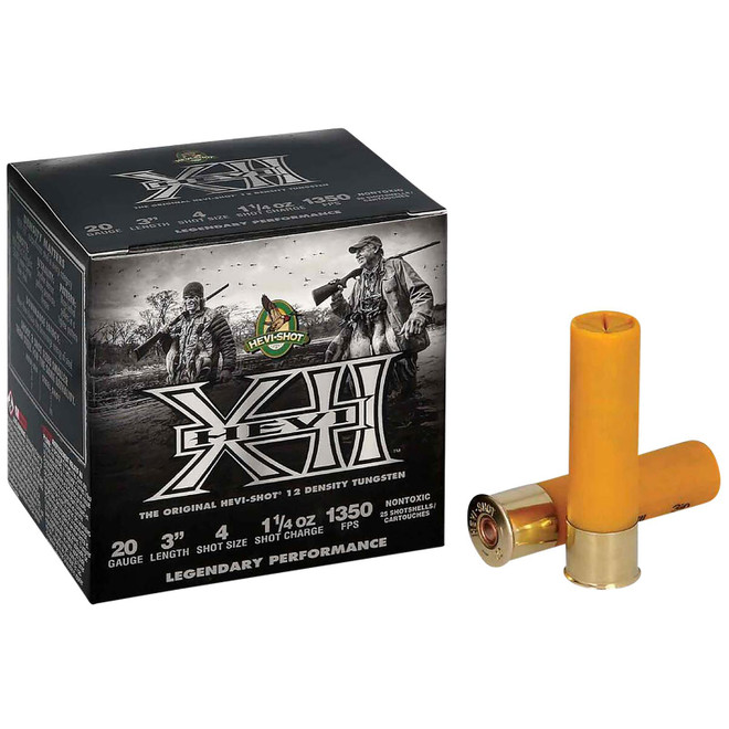 HEVI-Shot HS53204 HEVI-XII 20Gauge 3" 1 1/4oz Tungsten 4Shot 25 Per Box/10 Case