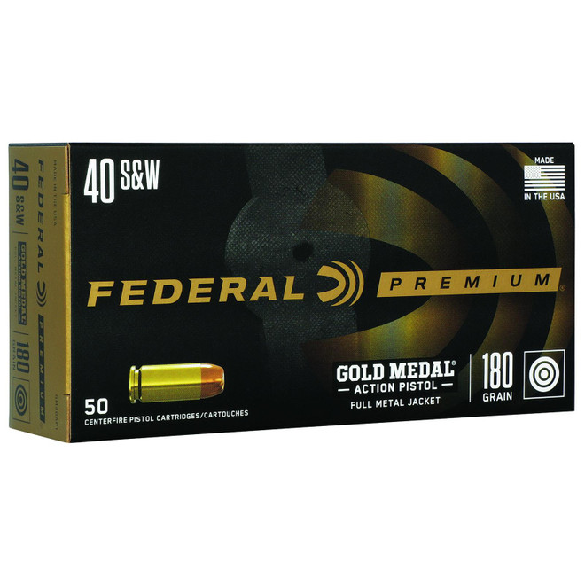 Federal GM40AP1 Gold Medal Centerfire Pistol 40S&W 180gr Full Metal Jacket 50 Per Box/10 Case