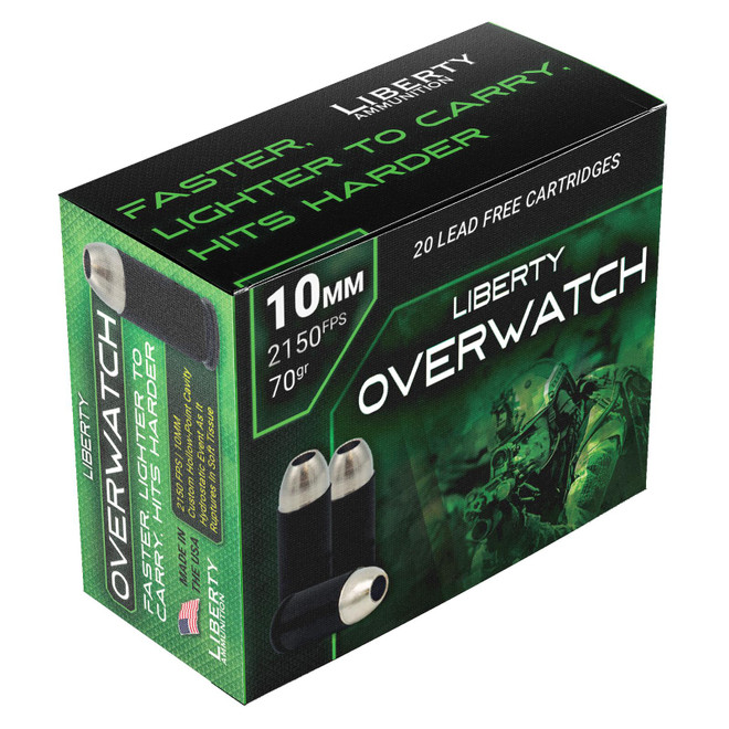Liberty Ammunition LAOW10MM702150 OverWatch 10mmAuto 70gr Open Cavity Design 20 Per Box/50 Case