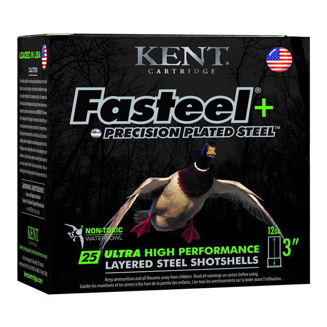 Kent Cartridge K123FSP36BBX2 Fasteel + 12 Gauge 3" 1 1/4 oz BB Shot 25 Per Box/ 10 Case