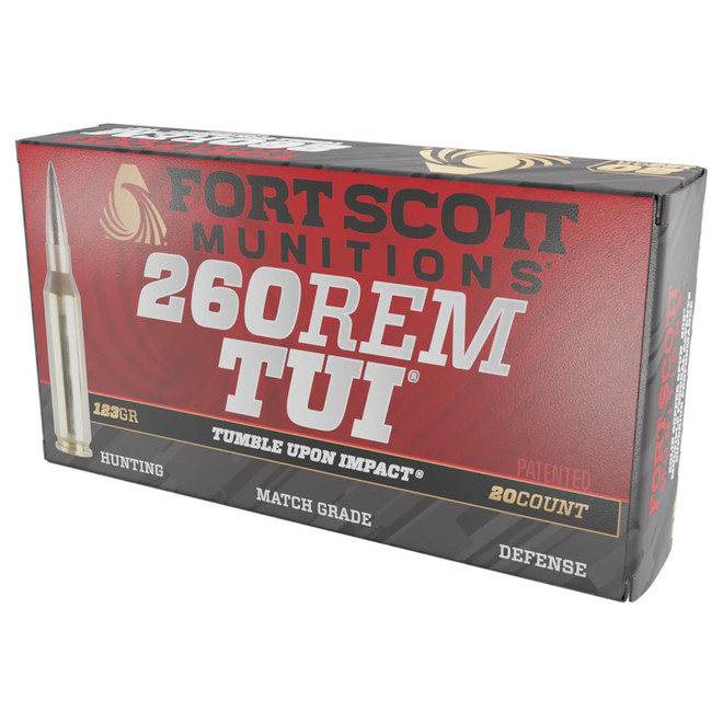 Fort Scott Munitions 260123SCV2 Tumble Upon Impact (TUI) 260Rem 123gr Solid Copper Spun 20 Per Box/25 Case