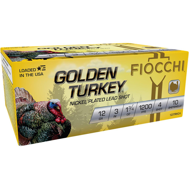 Fiocchi 123TRKC4 Golden Turkey 12Gauge 3" 1 3/4oz 4Shot 10 Per Box/10 Case