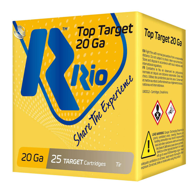Rio Ammunition TT209 Top Target 20 Gauge 2.75" 7/8 oz 9 Shot 25 Per Box/ 10 Case