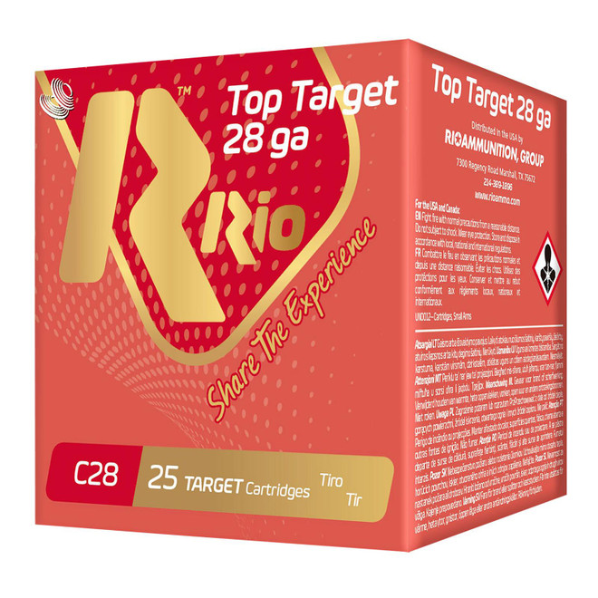 Rio Ammunition RC288 Top Target 28 Gauge 2.75", 3/4 oz 8 Shot, 25 Per Box/10 Cs