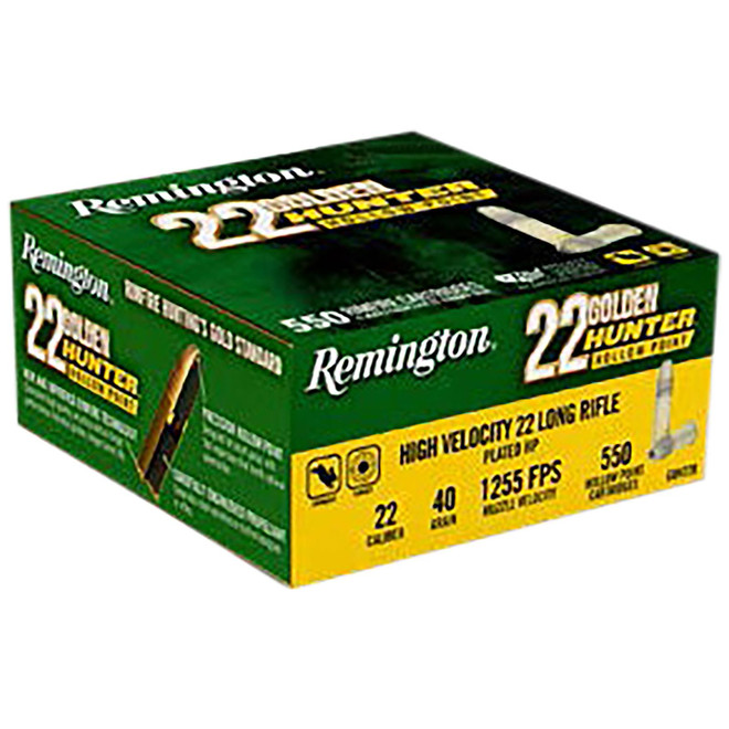 Remington Ammunition R21253 Golden Hunter 22LR 40gr Plated Hollow Point 550 Per Box/12 Case