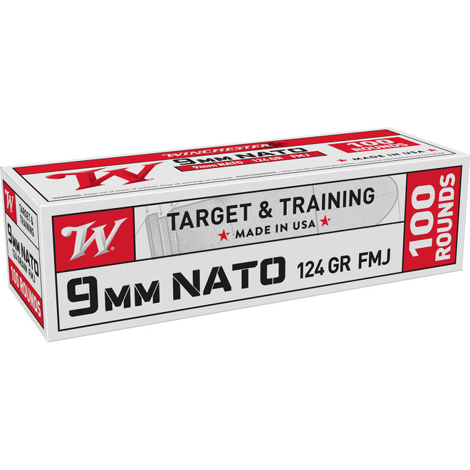Winchester Ammo W9NATOVP9mm NATO 124gr Full Metal Jacket 100 Per Box/10 Case