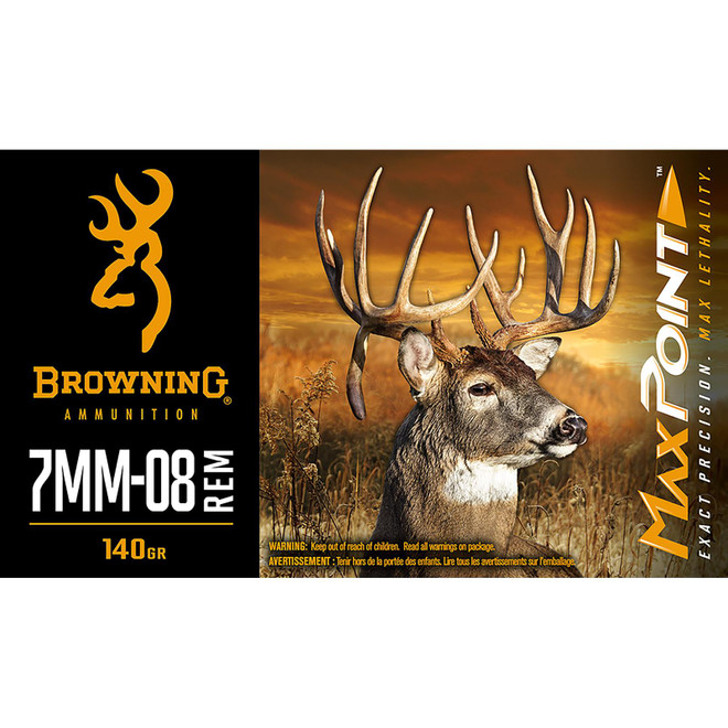 Browning Ammo B192107082 Max Point 7mm-08Rem 140gr 20 Per Box/10 Case