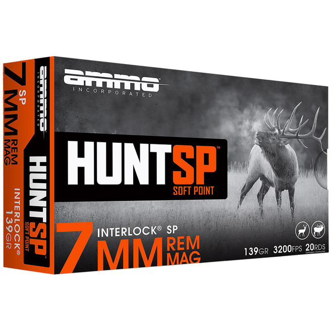 Ammo Inc 7MM139SPA20 Hunt 7mm 139gr Soft Point 20 Per Box/10 Case