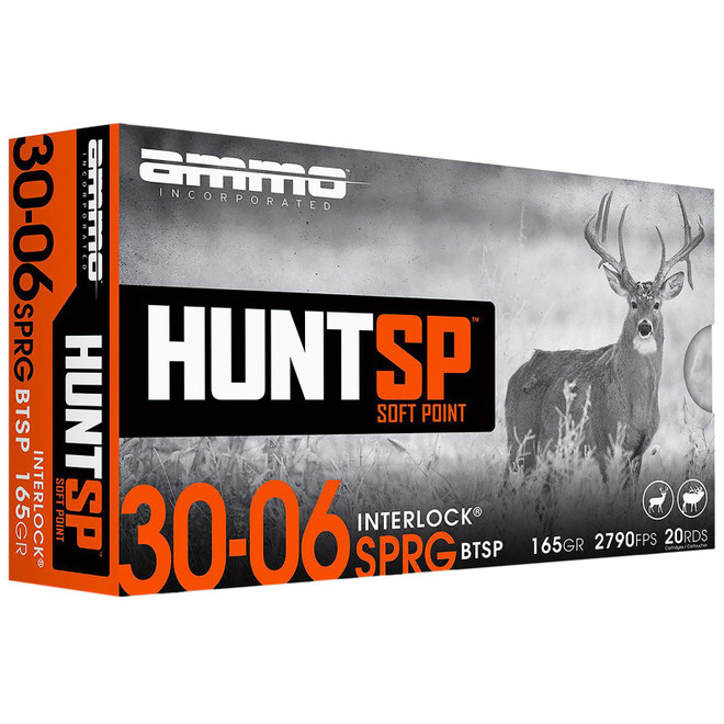 Ammo Inc 3006165SPA20 Hunt 30-06Springfield 165gr Soft Point 20 Per Box/10 Case