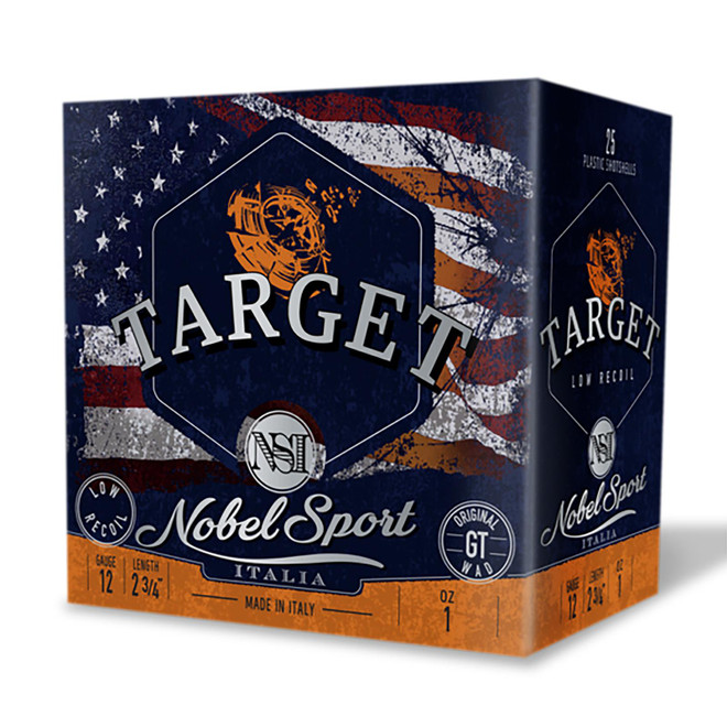 Nobel/eurosports Llc ANSLR19 Target Low Recoil 12Gauge 2.75" 1oz 9Shot 25 Per Box/10Case