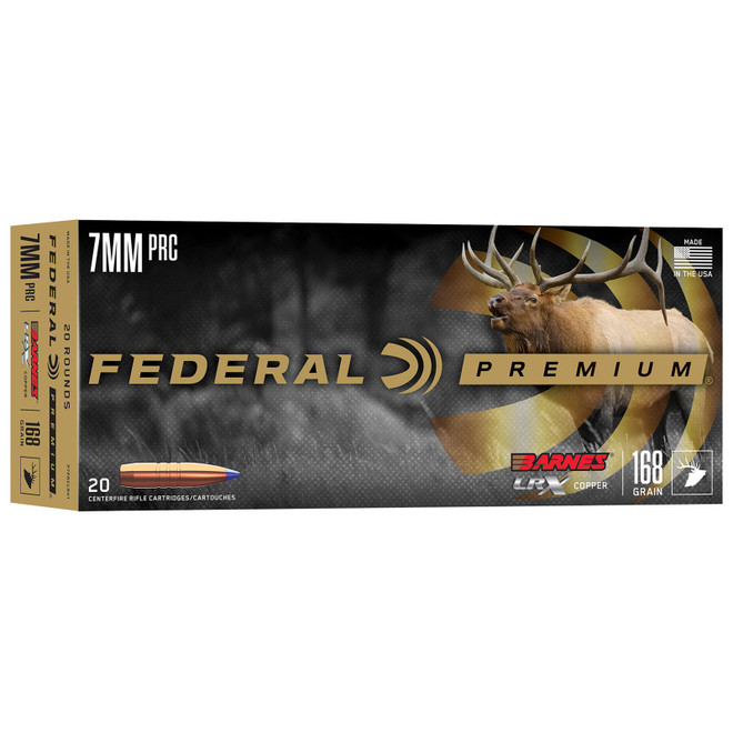 Federal P7PRCLRX1 Premium 7mmPRC 168gr Barnes LRX Lead Free 20 Per Box/10 Case