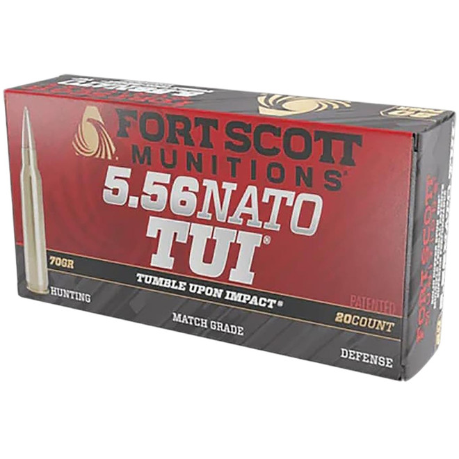 Fort Scott Munitions 556-070-SCV2 Tumble Upon Impact (TUI) 5.56mm 70gr Solid Copper Spun 20 Per Box/25 Case