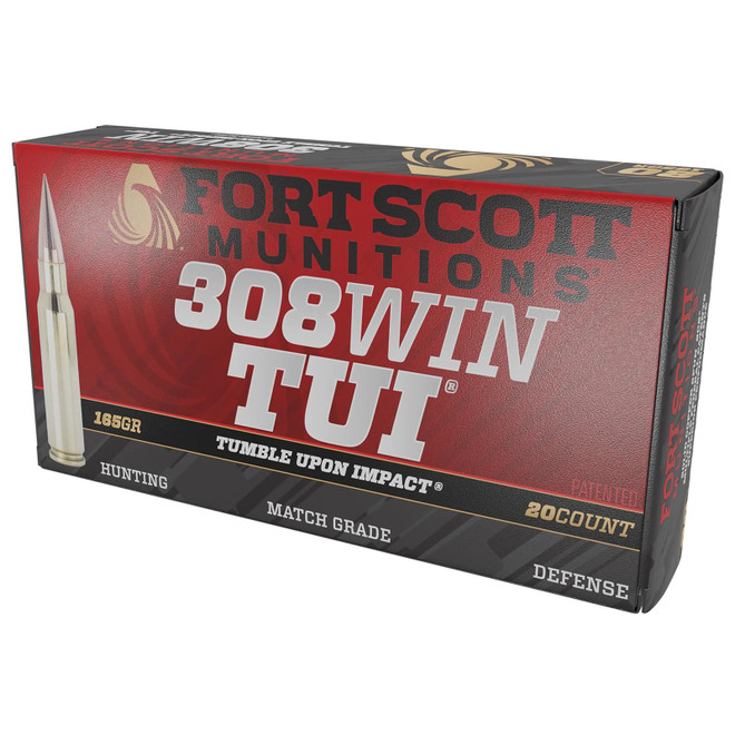 Fort Scott Munitions 308-165-SCV22 Tumble Upon Impact (TUI) 308Win 165gr Solid Copper Spun 20 Per Box/10 Case