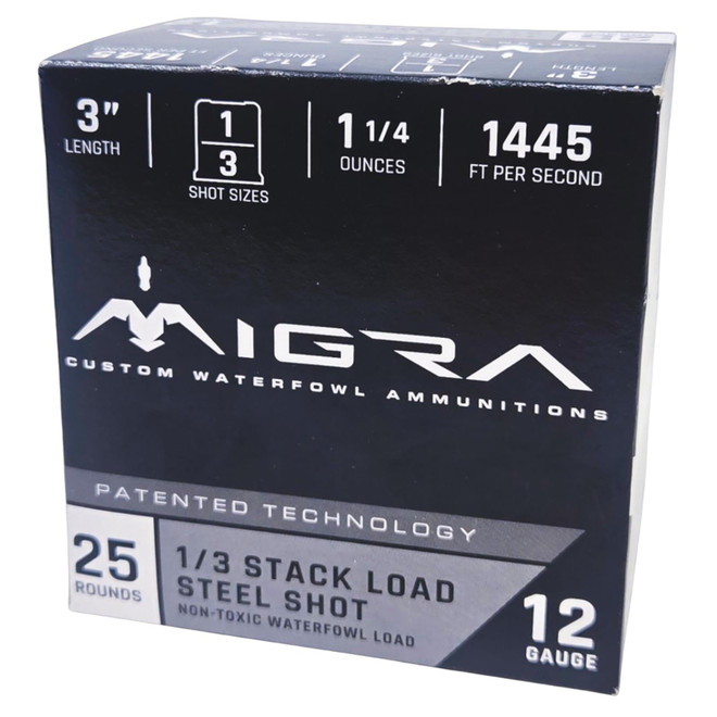 Migra Ammunitions M12SS13 Staxd 12Gauge 3" 1 1/4oz 1/3Shot 25 Per Box/10 Case