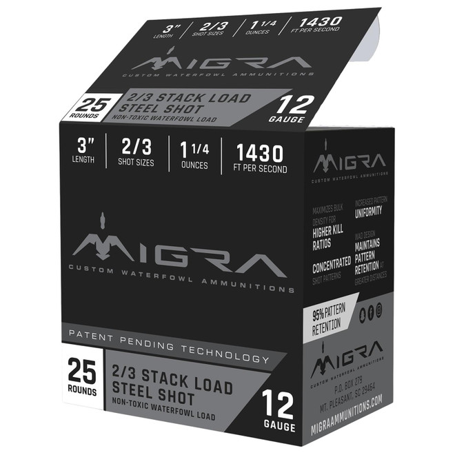 Migra Ammunitions M12SS23 Staxd 12Gauge 3" 1 1/4oz 2/3Shot 25 Per Box/10 Case