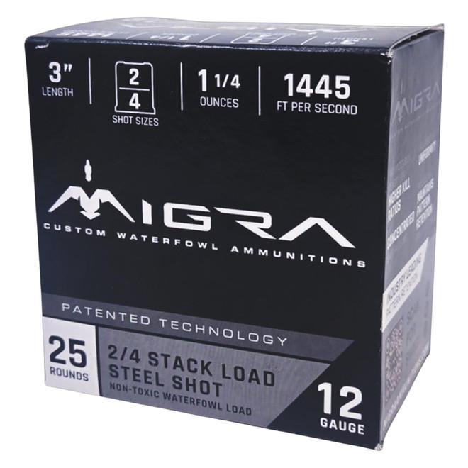 Migra Ammunitions M12SS24 Staxd 12Gauge 3" 1 1/4oz 2/4 Shot 25 Per Box/10 Case