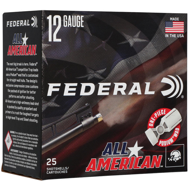 Federal FAA12L75 All-American 12Gauge 2.75" 1 1/8oz 7.5Shot 25 Per Box/10 Case
