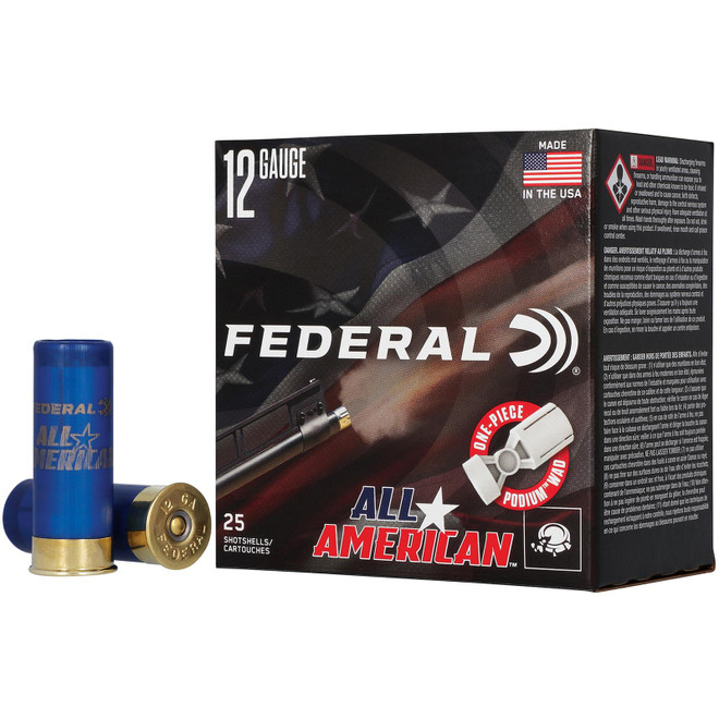 Federal FAA12H8 All-American 12Gauge 2.75" 1 1/8oz 8Shot 25 Per Box/10 Case