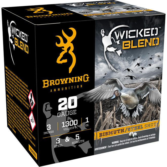 Browning Ammo B193432033 Wicked Blend 20Gauge 3" 1oz 3/5BI Shot 25 Per Box/10 Case