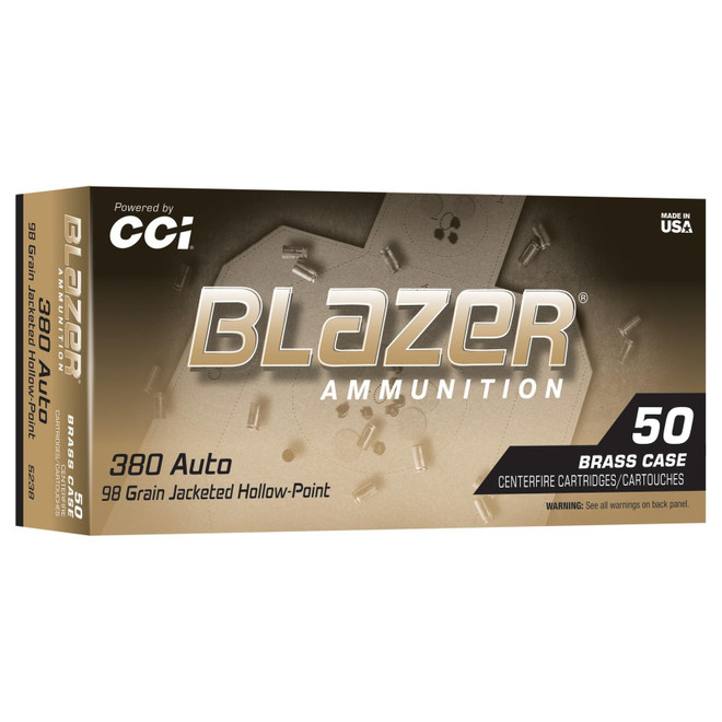 CCI 5238 Blazer 380ACP 98gr Jacketed Hollow Point 50/Box