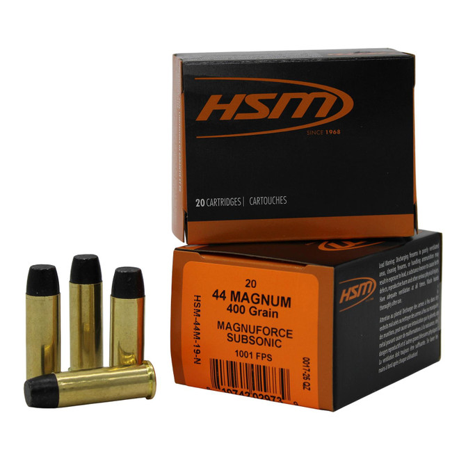HSM 44M19N 44RemMag Subsonic 400gr Hard Cast Long Flat Nose 20 Per Box/20 Case