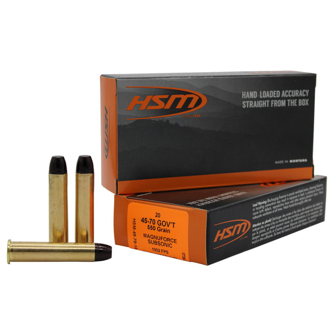 HSM 457016N 45-70Gov 550gr Hard Cast Long Flat Nose 20 Per Box/25 Case