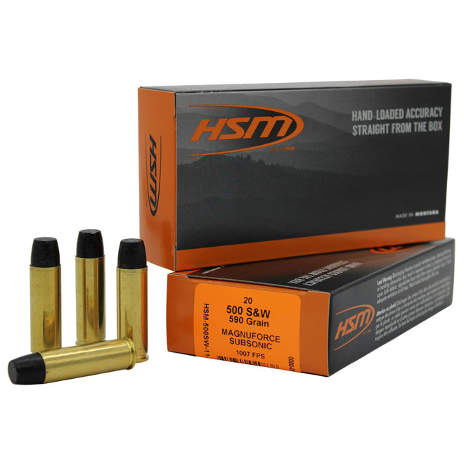 HSM 500SW11N 500S&WMag Subsonic 590gr Hard Cast Long Flat Nose 20 Per Box/25 Case