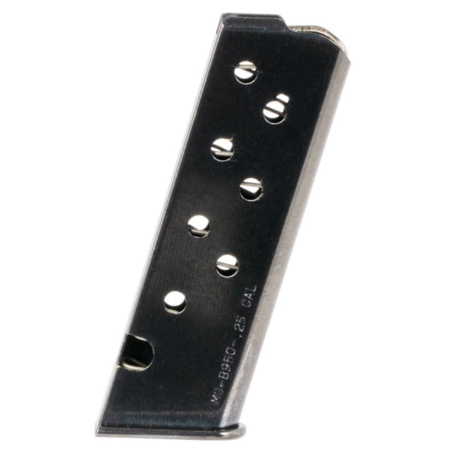 Mec-Gar MGPB95008 Beretta 8rd 25 ACP Fits Beretta 950 Jetfire, Blued Carbon Steel