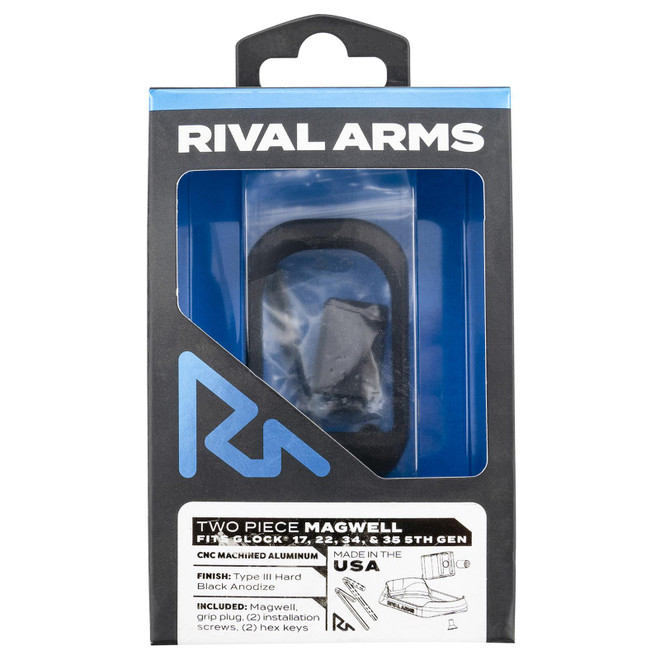 Rival Arms RARA70G121A Two Piece Magwell Compatible w/Gen5 Glock 17/22/34/35, Black Anodized Aluminum