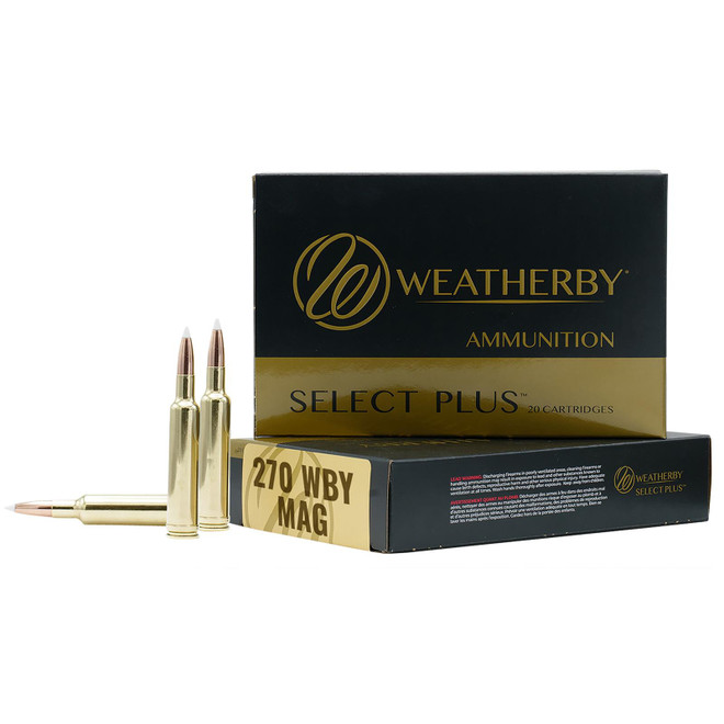 Weatherby N270150PT Select Plus 270WthbyMag 150gr Nosler Spitzer Partition 20 Per Box/10 Case