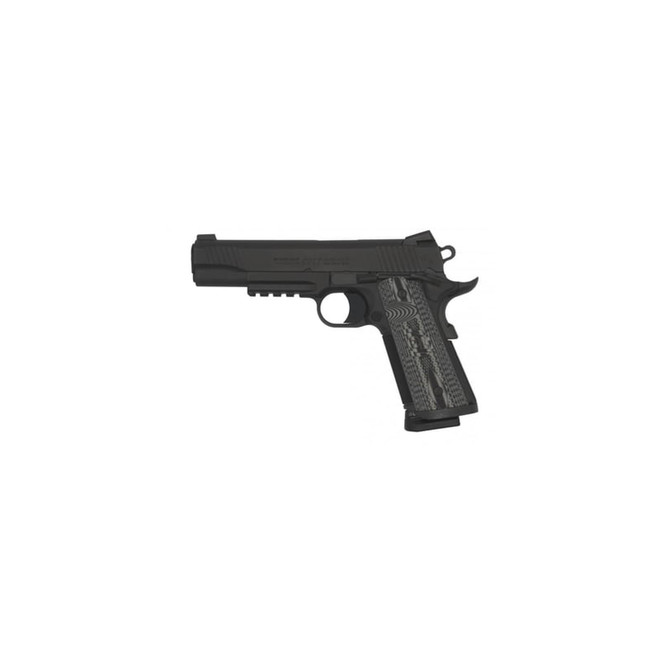 Colt Mfg O1082RGCCU CCU Rail Government 9mm Luger 9+1 5" National Match Barrel, Matte Black DLC Serrated Stainless Steel Slide & Frame w/Picatinny Rail, Black Scalloped G10 Grip, Ambidextrous