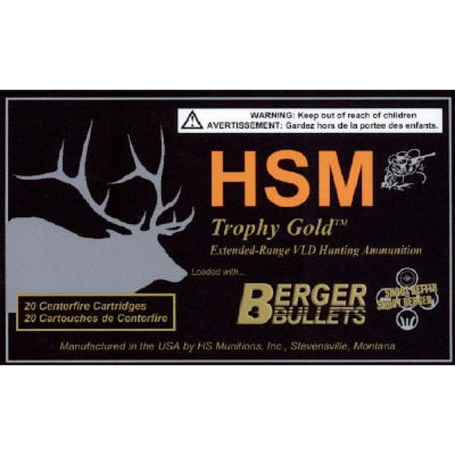HSM 300RUM185VLD Trophy Gold Extended Range 300 RUM 185 gr Berger Hunting VLD Match 20 Per Box/ 20 Case