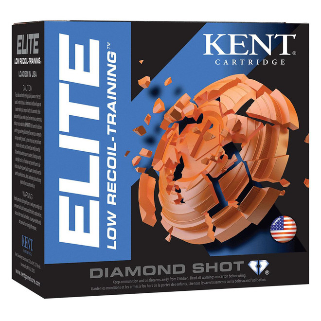 Kent Cartridge E12L248 Elite Low Recoil-Training 12Gauge 2.75" 7/8oz 8Shot 25 Per Box/10 Case