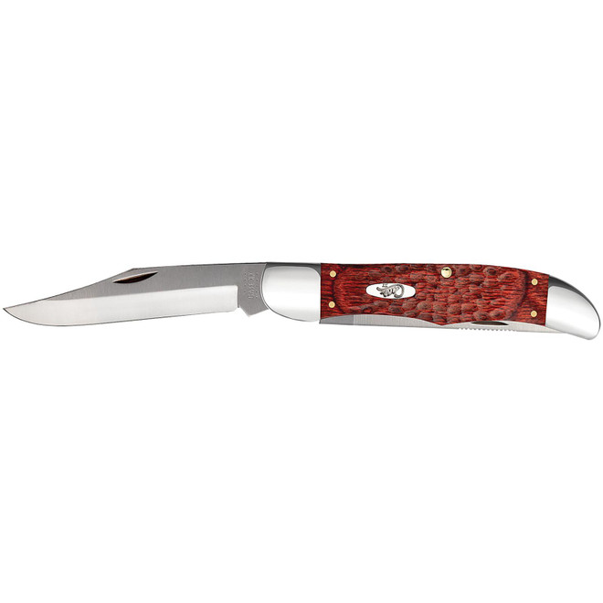 Case 00189 Hunter 4.10" Folding Clip/Skinner Plain As-Ground Tru-Sharp SS Blade/Jigged Rosewood Handle