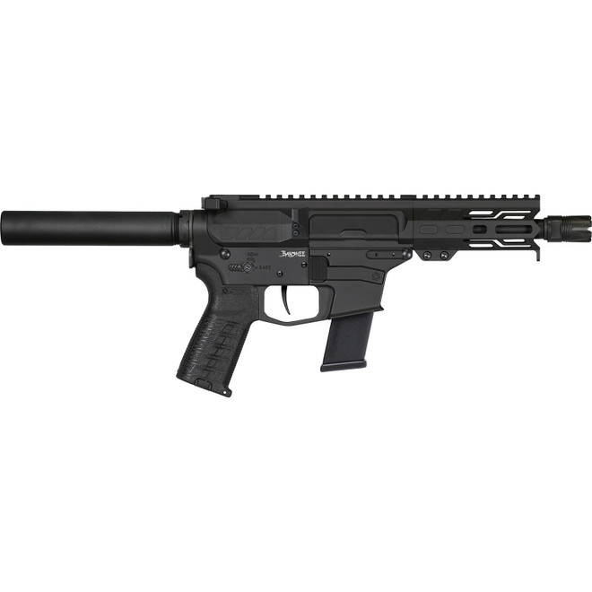 CMMG 45AE70FAB Banshee MKG 45 ACP 13+1 5" Black Nitride Medium Taper Threaded Barrel, EML 4" M-LOK Handguards, Black Armor Cerakote Aluminum Picatinny Rail Receiver, Pistol Tube, CMMG Zeroed Grips