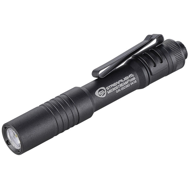 Streamlight 66601 MicroStream USB Pocket Light Black Anodized 50/250 Lumens White C4 LED