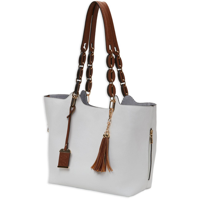 Bulldog BDP055 Tote Purse w/Holster White Leather Most Sm Pistols & Revolvers Ambidextrous Hand