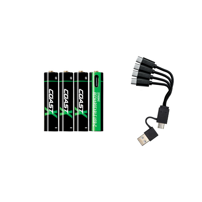 COAST ZITHION-X AAA USB-C Rechargeable Batteries 1.5V 4-Pack
