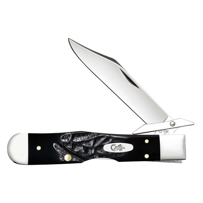 Case Cheetah Cub Lockback Folding Knife Rough Black Synthetic